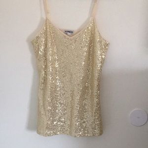 Express gold sequin tank top